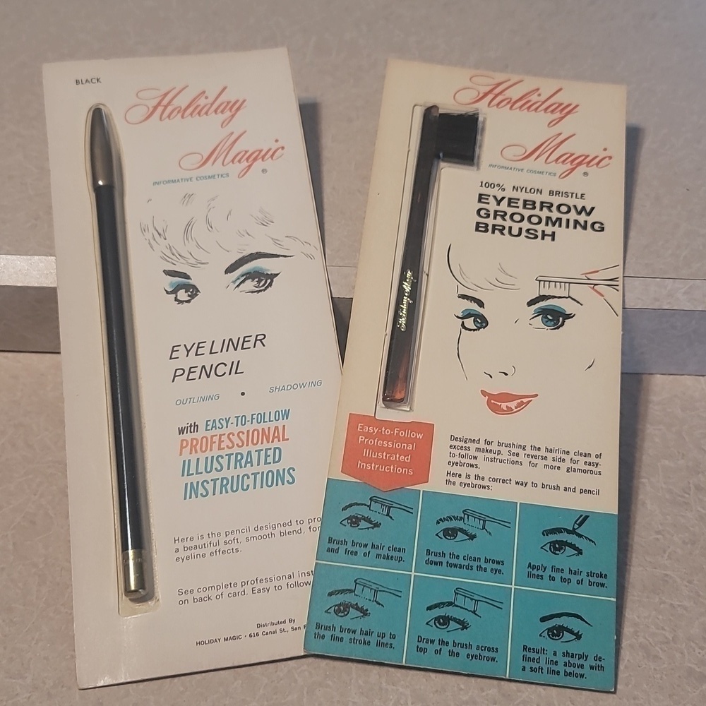 Holiday Magic Vintage 1960's Black Eyeliner & Eyebrow Grooming Brush